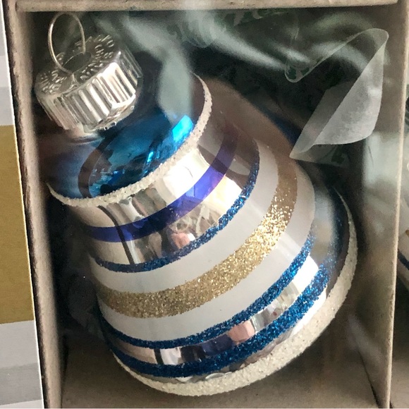 NIB Christopher Radko Shiny Brite Blue Silver Gold Ornaments - Picture 3 of 6